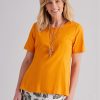 Tops NoniB | Noni B Clip Dot Tie Neck Tunic Top