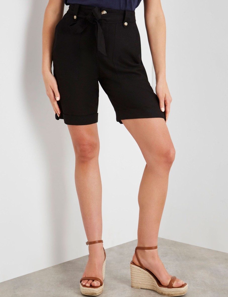 Bottoms Rockmans | Rockmans Button Front Elastic Waist Shorts