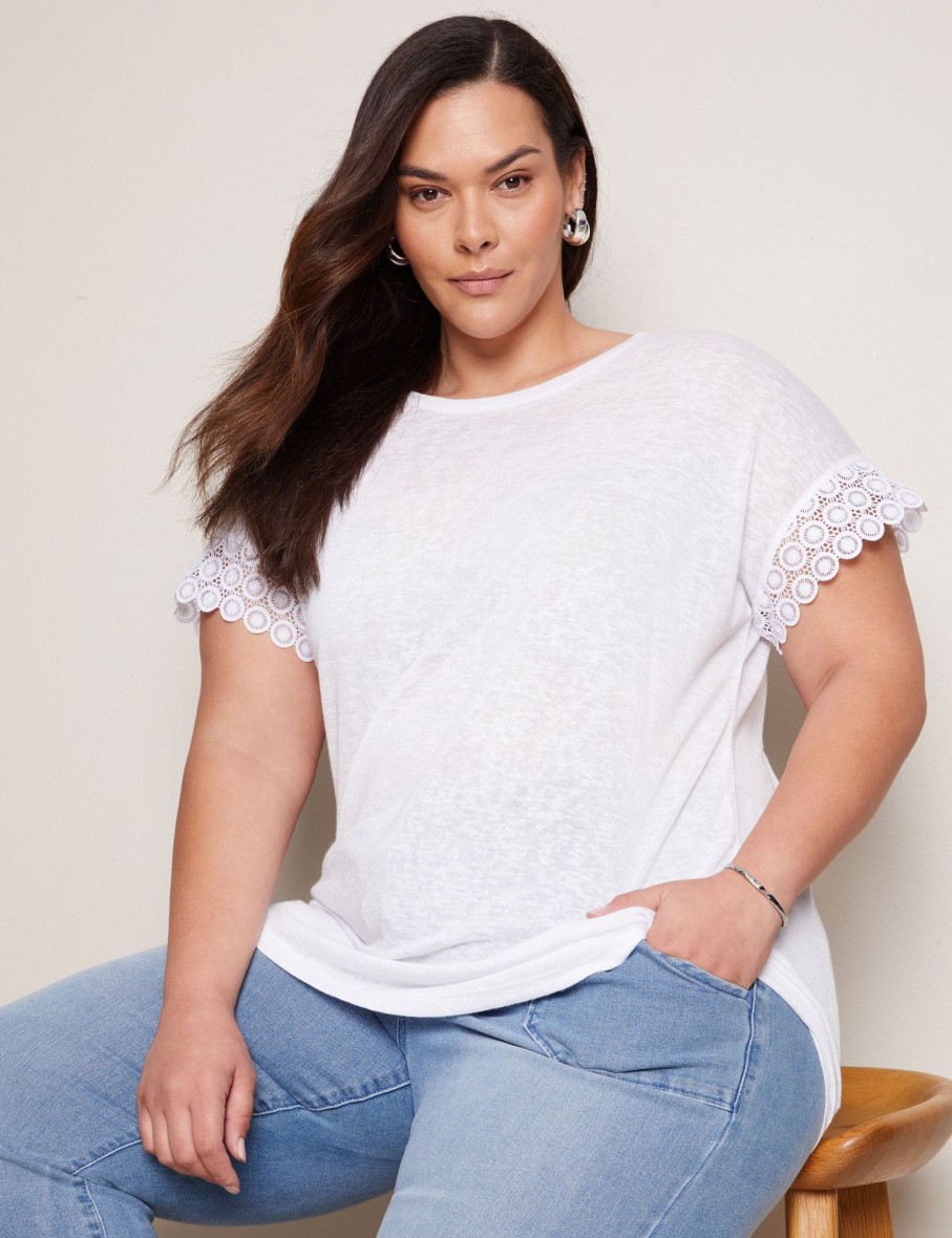 Tops Autograph | Autograph Knitwearshort Sleeve Lace Trim Top