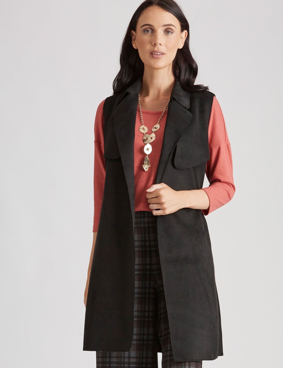 Outerwear Katies | Katies Suedette Trench Coat