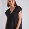 Tops NoniB | Noni B Embroidered V-Neck Top