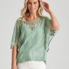 Tops Millers | Millers Extended Sleeve Embroidered Woven Top With Neck Trim