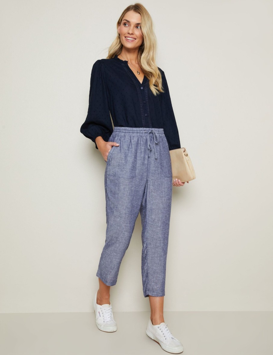 Bottoms WLane | W.Lane Linen Crop Pants