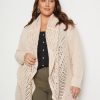 Outerwear Beme | Beme Long Sleeve Crochet Shawl Collar Edge To Edge Cardigan