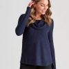 Tops Rockmans | Rockmans Long Sleeve Ribbed Cowl Neck Top