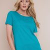 Tops NoniB | Noni B Round Neck Embroidered Rib T-Shirt