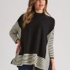 Knitwear Rockmans | Rockmans Long Sleeve Contrast Stripe Boxy Jumper