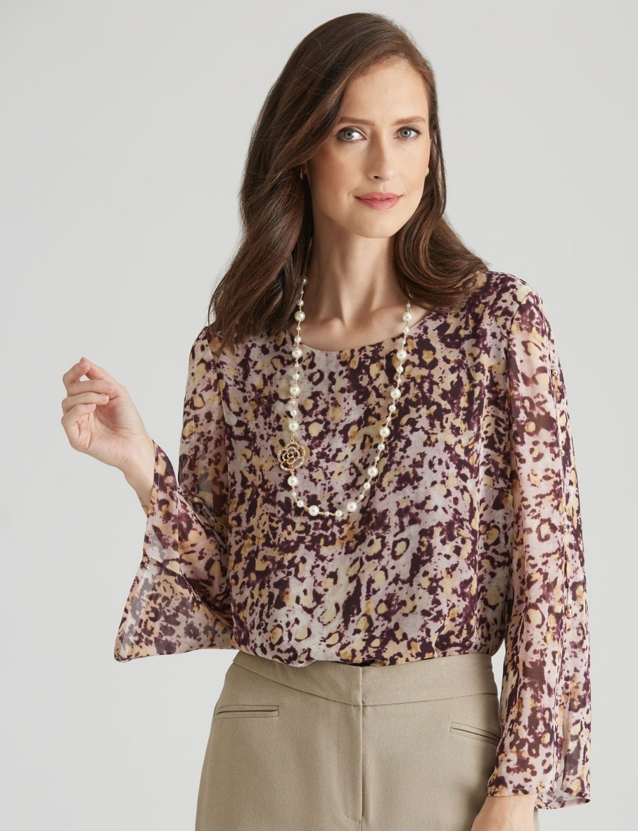 Tops NoniB | Noni B Sleeve Detail Chiffon Top