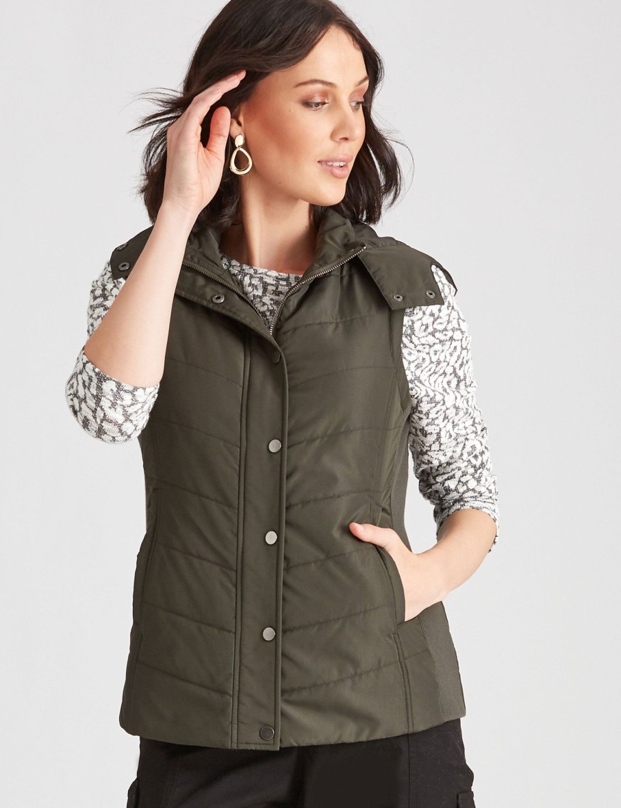 Outerwear Katies | Katies Rib Puffer Vest