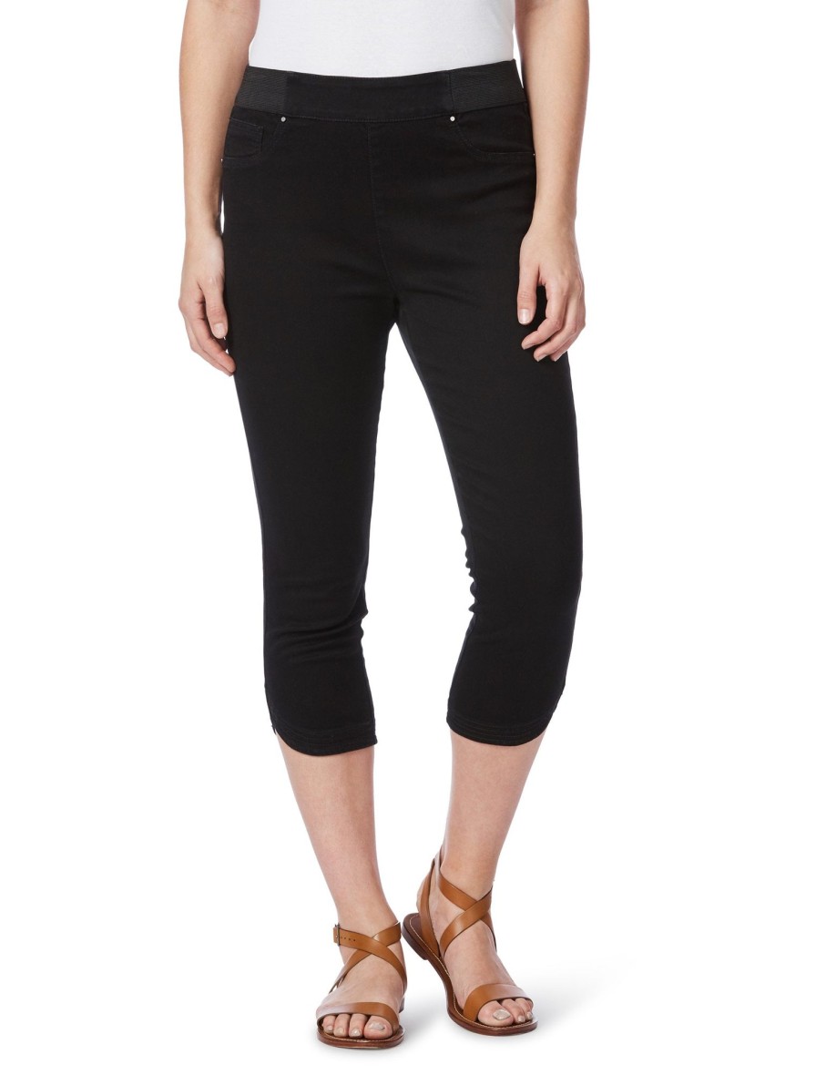 Bottoms Rockmans | Rockmans Crop Curved Hem Mock Pocket Soft Jeggings