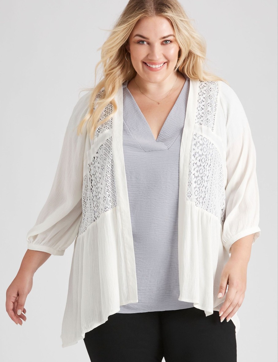 Outerwear Beme | Beme 3/4 Short Sleeve Kimono Top