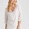 Tops NoniB | 3/4 Sleeve Stripe Linen Top