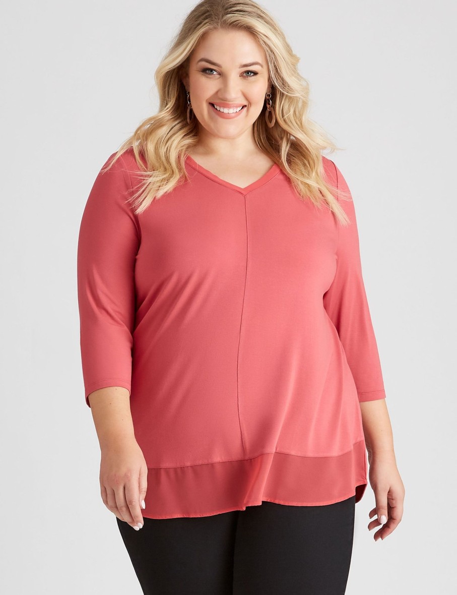 Tops Autograph | Autograph 3/4 Sleeve Chiffon Mix Media Top