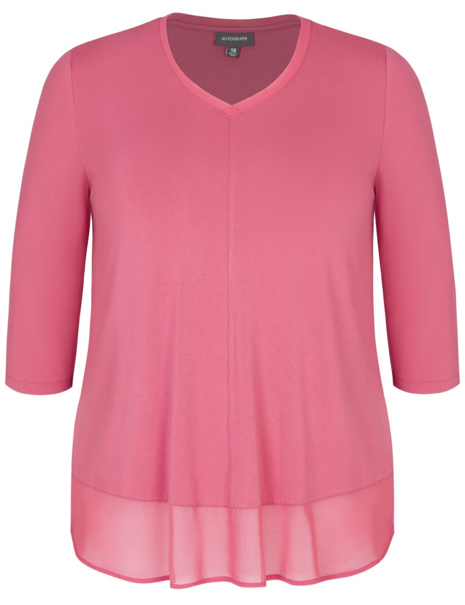 Tops Autograph | Autograph 3/4 Sleeve Chiffon Mix Media Top