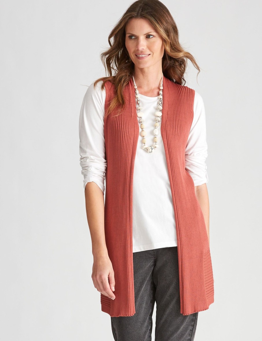 Knitwear WLane | W.Lane Knit Sleeveless Rib Cardigan