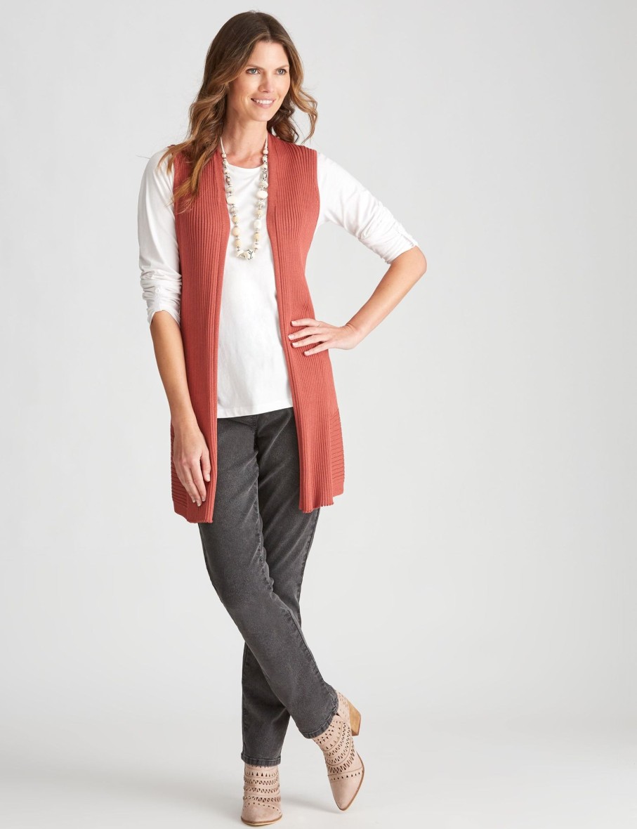 Knitwear WLane | W.Lane Knit Sleeveless Rib Cardigan