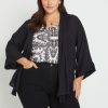 Outerwear Beme | Beme Pleated 3/4 Sleeve Cover Up