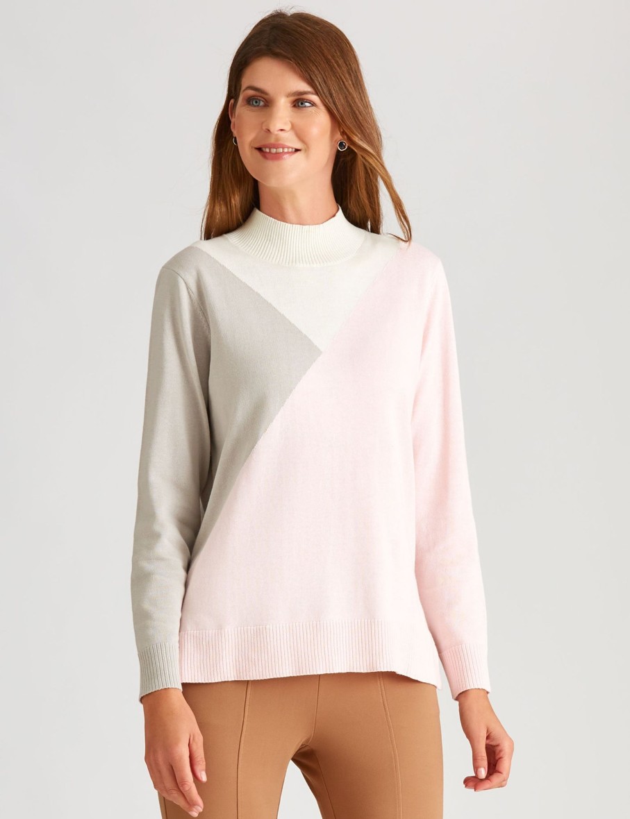 Knitwear WLane | W.Lane High Neck Colourblock Jumper