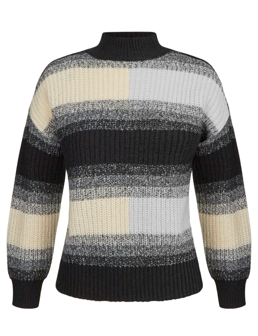 Knitwear Rockmans | Rockmans Long Sleeve Mock Neck Ombre Knitwear Jumper