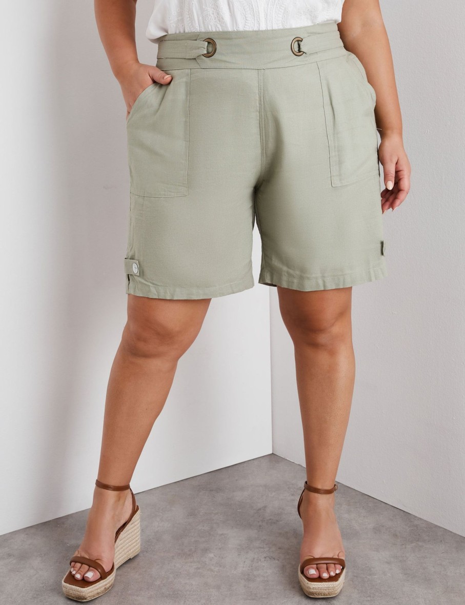 Bottoms Beme | Beme Elastic Waist Linen Shorts