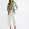 Bottoms Katies | Katies Linen Blend Tie Front Crop Pants