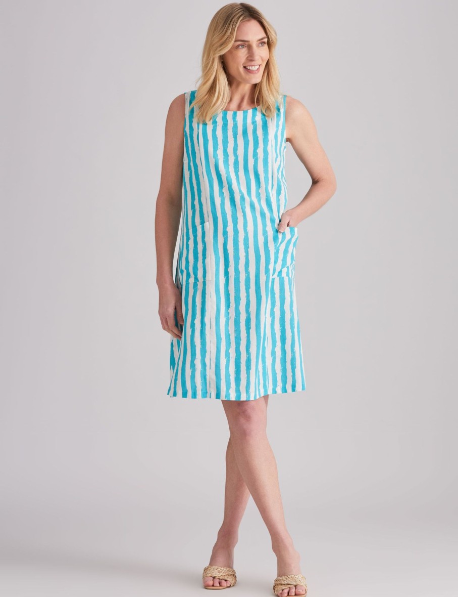 Dresses NoniB | Noni B Stripe Panelled Linen Dress