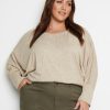 Tops Beme | Beme 3/4 Dolman Sleeve Basque Hem Knitwear Top