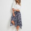 Bottoms Rockmans | Rockmans Midi Length Woven Tie Hanky Hem Skirt