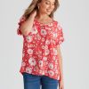 Tops Rockmans | Rockmans Knitwear Floral Frill Top