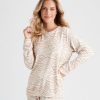 Sleepwear Rockmans | Rockmans Long Sleeve Cosy Animal Print Sleep Top