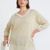 Knitwear Beme | Beme Long Sleeve Lurex Swing Top