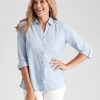 Tops Millers | Millers Long Roll Sleeve Embroidered Shirt