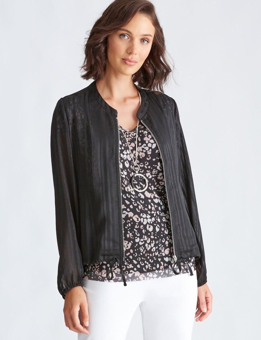 Outerwear Katies | Katies Chiffon Bomber Jacket