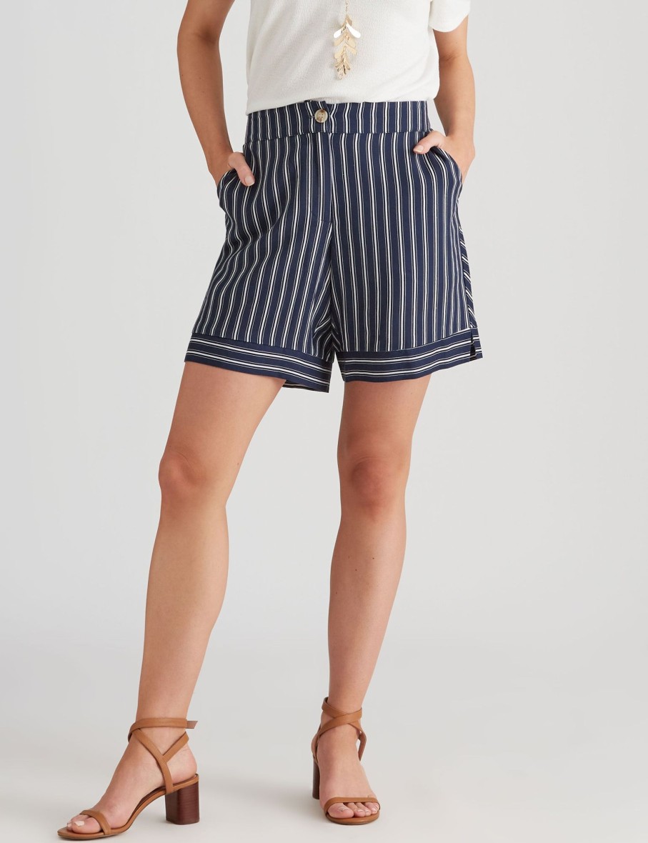 Bottoms Katies | Katies Linen Blend Multi Stripe Shorts