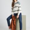 Knitwear Rockmans | Rockmans Long Sleeve Drop Shoulder Stripe Jumper