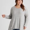 Tops Beme | Beme Metal Trim Long Sleeve Pretend Knitwear Top