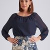 Tops NoniB | Noni B Gather Neck Tie Sleeve Top