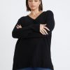 Knitwear Beme | Beme Stepped Hem V Neck Jumper