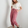 Bottoms Rockmans | Rockmans Crop Length Woven Stud Detail Pants