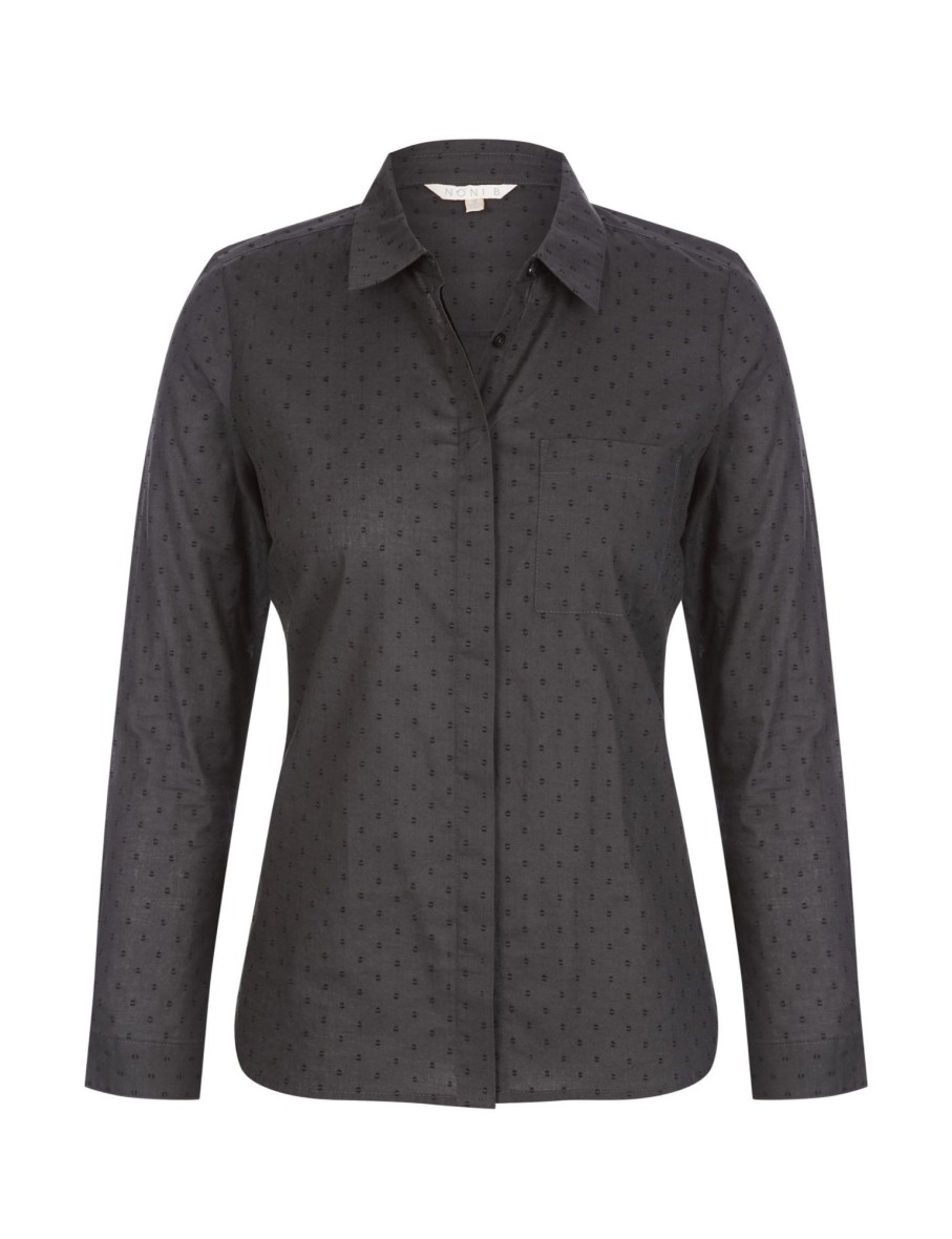 Tops NoniB | Noni B Long Sleeve Dobby Spot Shirt