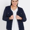 Outerwear Beme | Beme Long Sleeve Eyelet Trim Jacket