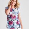 Tops NoniB | Noni B Short Sleeve Floral Knitwear Top