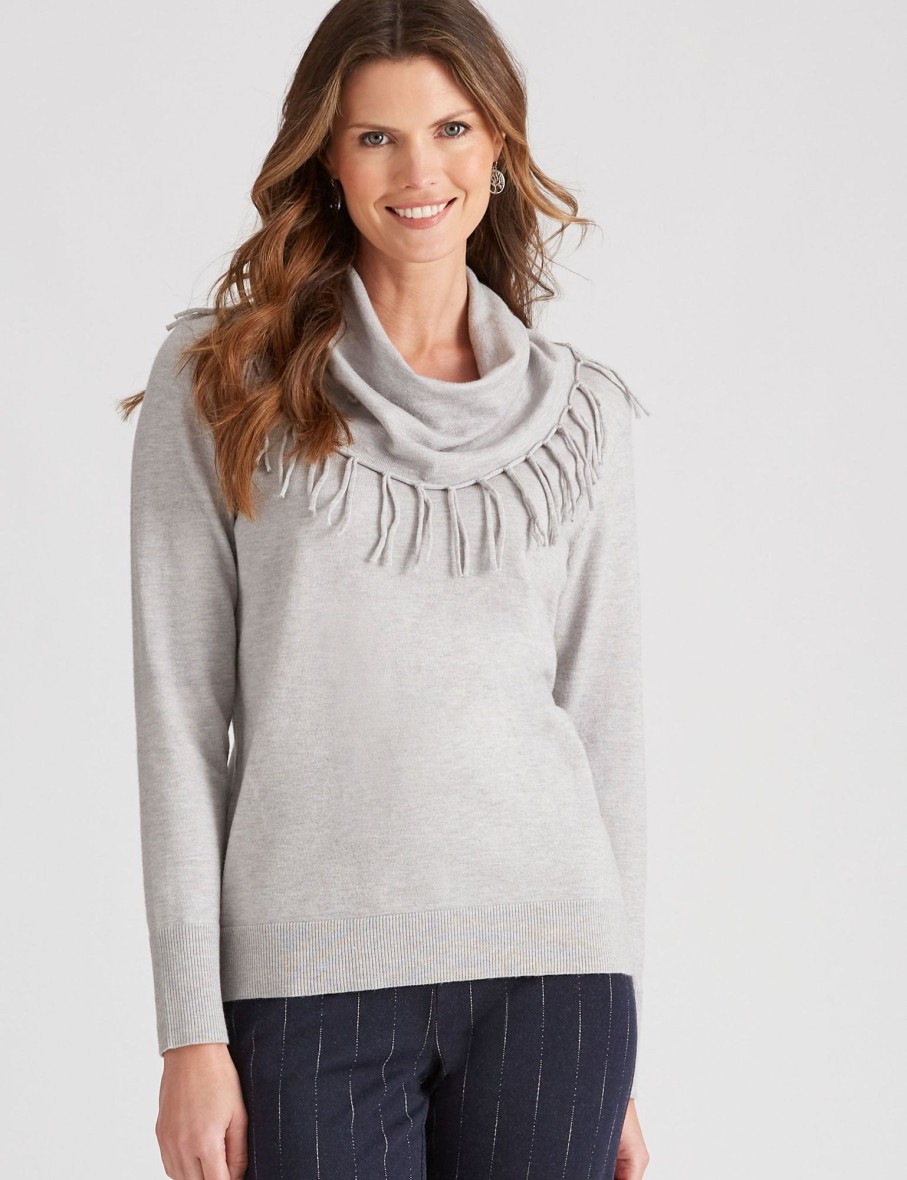 Knitwear WLane | W.Lane Cowl Fringe Pullover Top