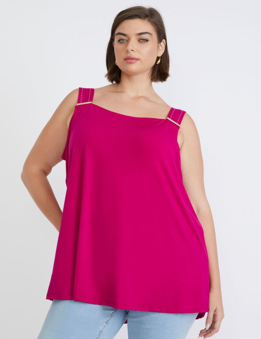 Tops Beme | Beme Short Sleeve Knitwear Cold Shoulder Top