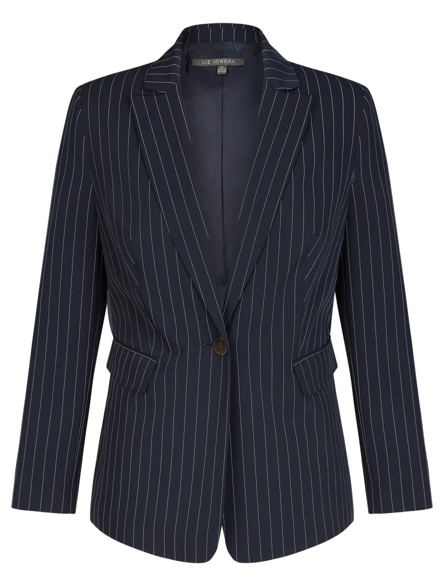 Outerwear LizJordan | Liz Jordan Single Breast Pinstripe Jacket