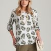 Tops NoniB | Noni B Keyhole Neck Print Linen Top