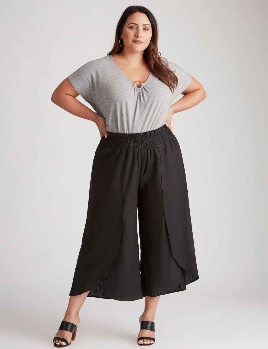 Bottoms Beme | Beme Crop Length Woven Wrap Pants