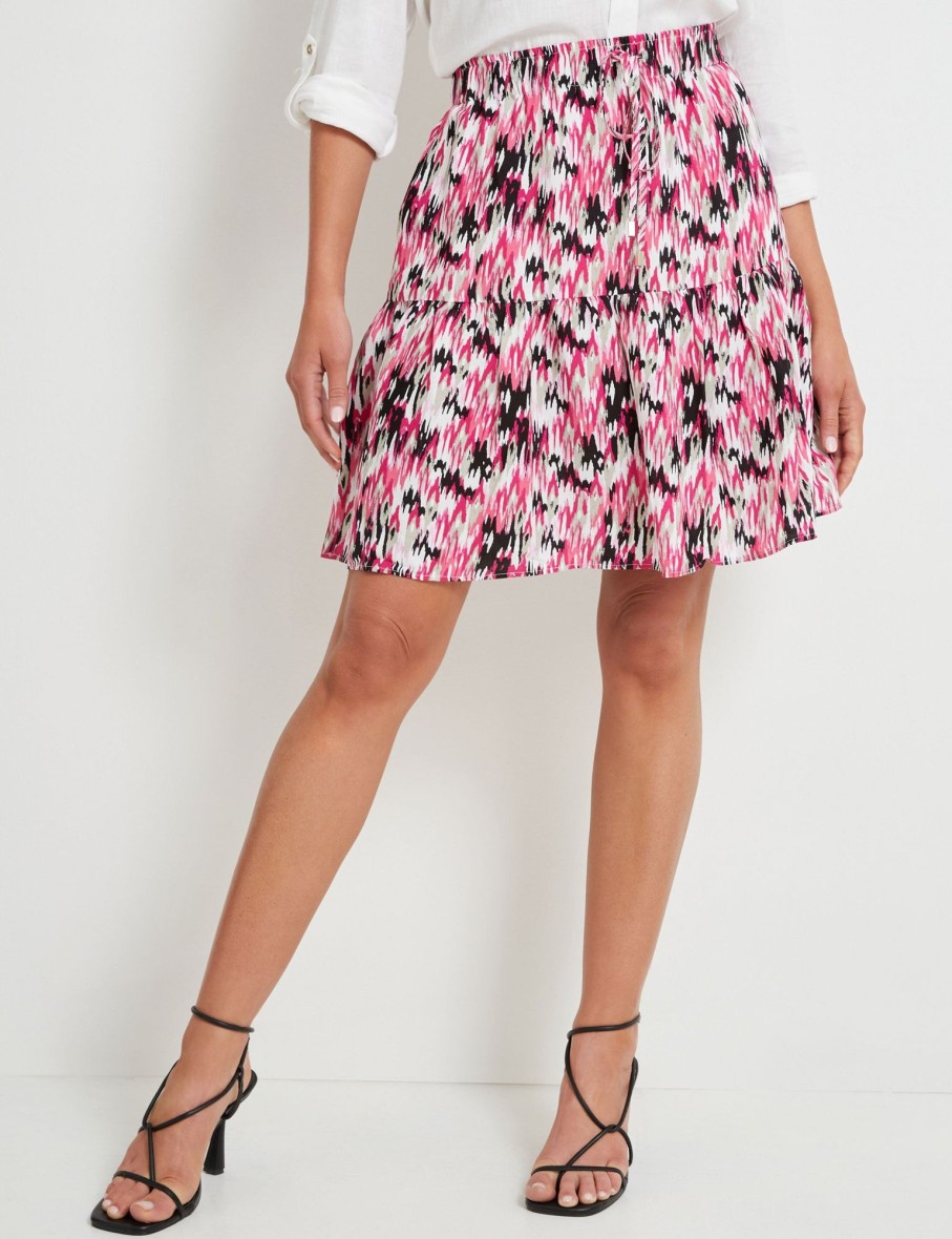 Bottoms Rockmans | Rockmans Mid Thigh Tiered Woven Skirt