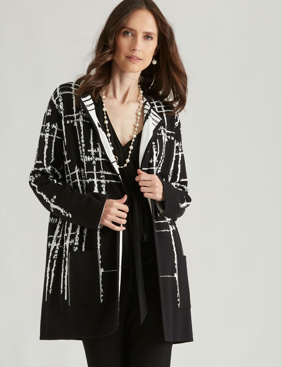 Knitwear NoniB | Noni B Mono Jacquard Knitwear Cardigan