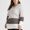 Knitwear Beme | Beme Long Sleeve Colour Block Jumper